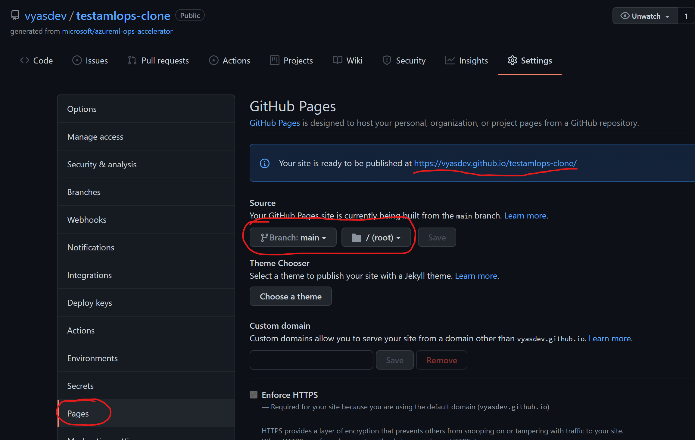 Repo Page Settings